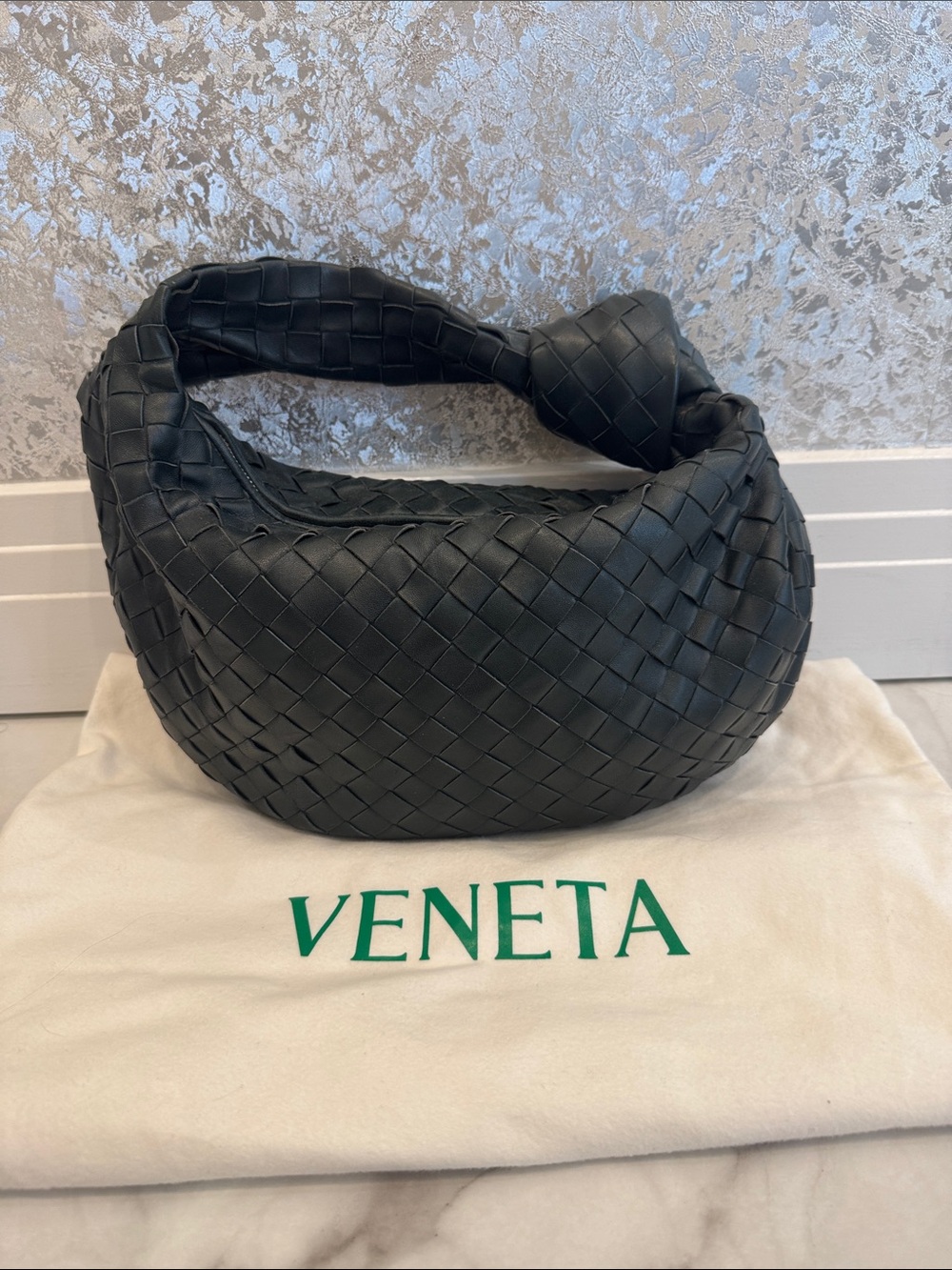 Bottega Veneta Intrecciato dark green Knot Hobo